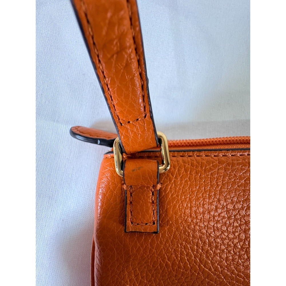 Lauren Ralph Lauren Orange Pebbled Leather Zipper Crossbody Bag - Picture 3 of 8